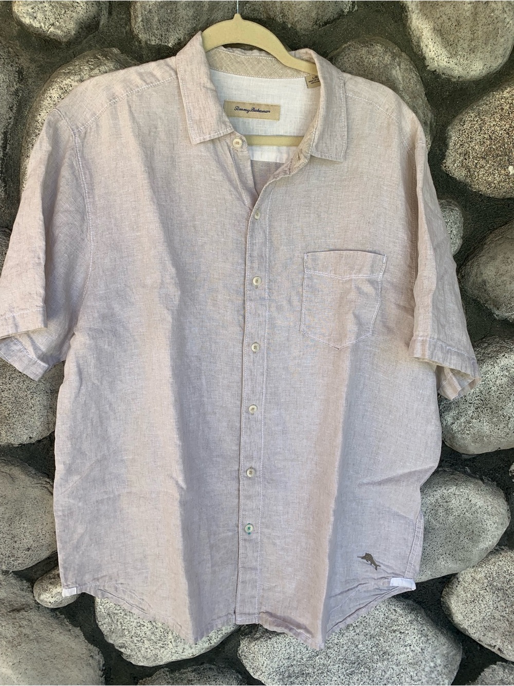 Tommy Bahama Cream/Ecru Linen Short-Sleeve Button-Down Shirt